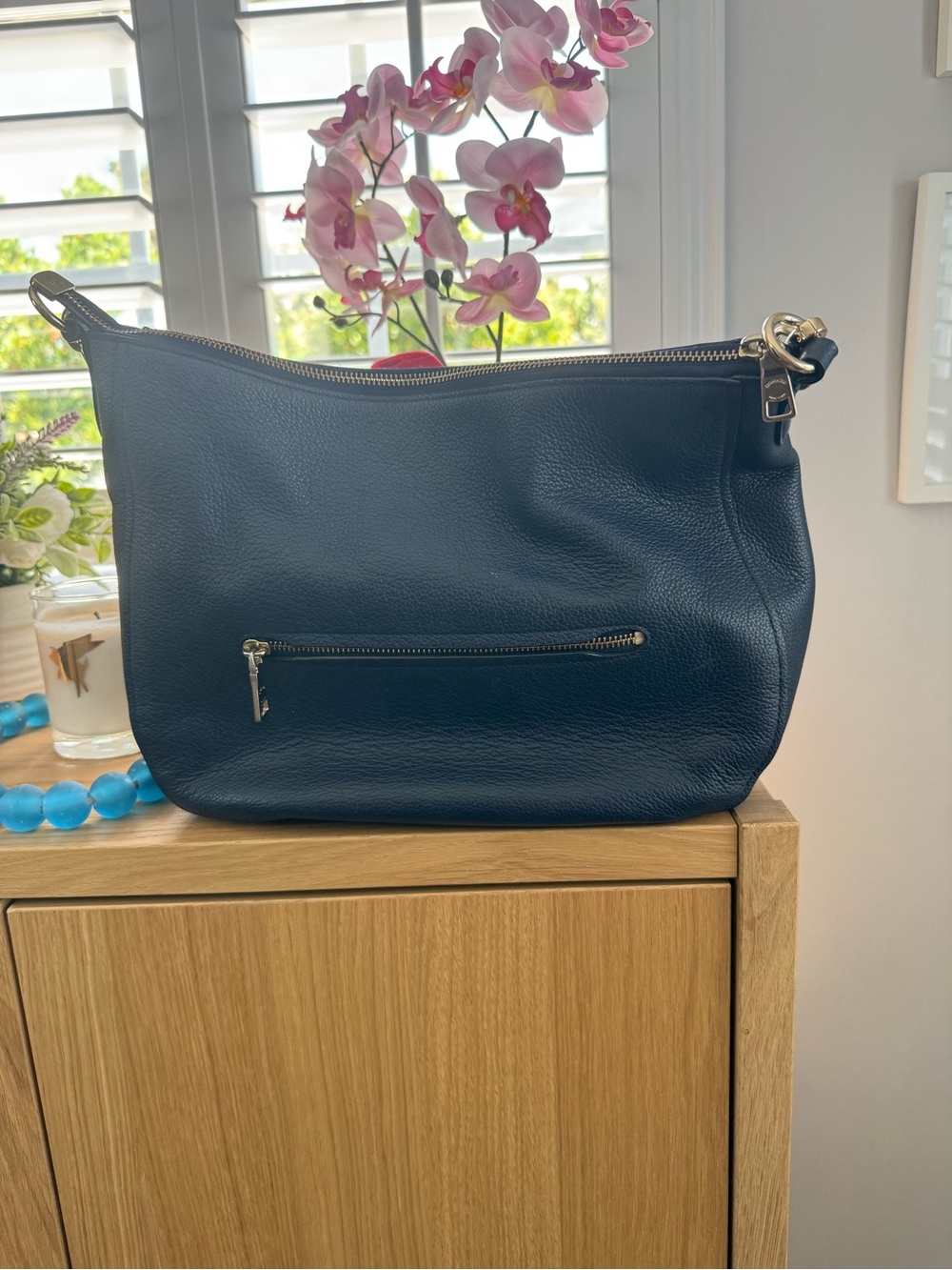 Coach Navy Pebbled Leather Hobo with Gold Hardware - Picture 5 of 8